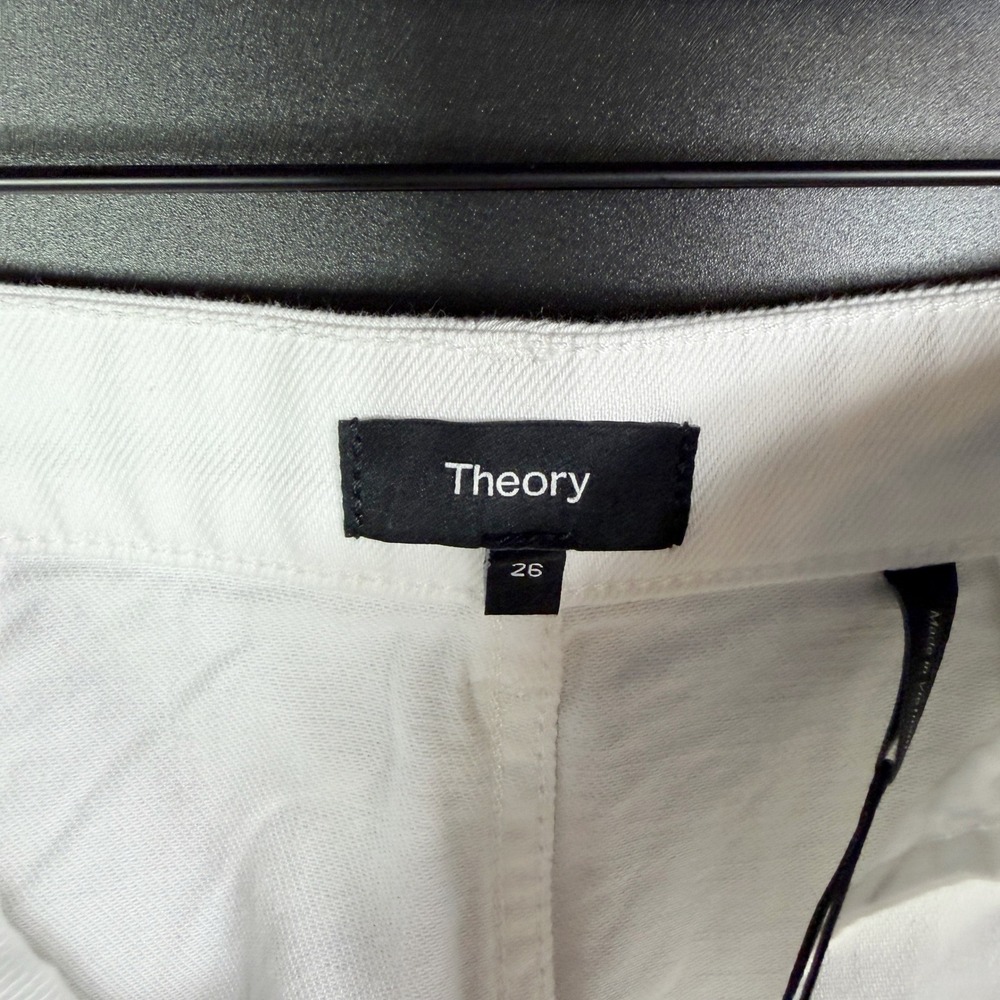 Theory Trouser Skirt Optic White Drape Denim Midi Womens Sz 26 - Picture 7 of 9